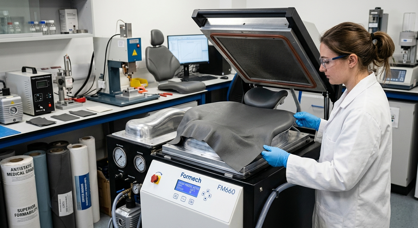 Medical leather vacuum forming process